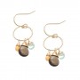 Citrine, Swiss Blue Topaz, and Smoky Quartz Circle Charm Earrings